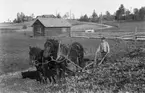 Hängbrokurvan med smeden C. J. Carlsson bakom plogen, ägare till Wästra Hästbo s. 6.