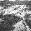 Flygfoto över Trädgårdsvägen, Sandstensvägen och Blockstensvägen på Sörby.