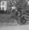 Den 27 augusti 1953. Gävle Varv. Vid sjösättningen av båten M/S Lombardia