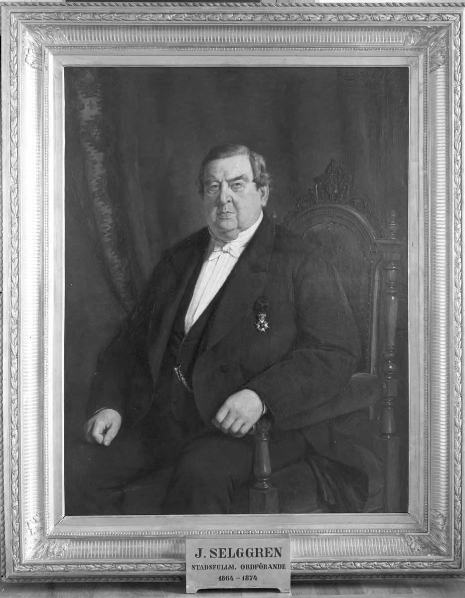 Foto av tavla föreställande Jonas Selggren, Stadsfullmäktige ordförande i Gävle 1864 - 1874.