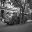 Nya busslinjer från invigningen. 25 september 1948. Busslinje 6 trafikerar Centralstation - Norra-och Södra Centralgatan - Albion - Parkvägen - Kungsbäck -Stortorget - Centralstation.