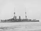 Pansarskeppet SVERIGE, fotograferat under Ålandsexpeditionen 1918