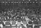 Konsum Alfa 50-årsjubileum på Rotundan, Folkparken. Medaljutdelning och middagsbord. 25 november 1948.