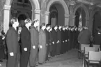 Gävle Hantverksförenings medaljutdelning på Stadshuset vid gesällutnämning. 10 december 1948. Reportage för Norrlands-Posten.