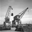 Lyftkranar från inre hamn. 20 februari 1950. Reportage för Gefle Dagblad