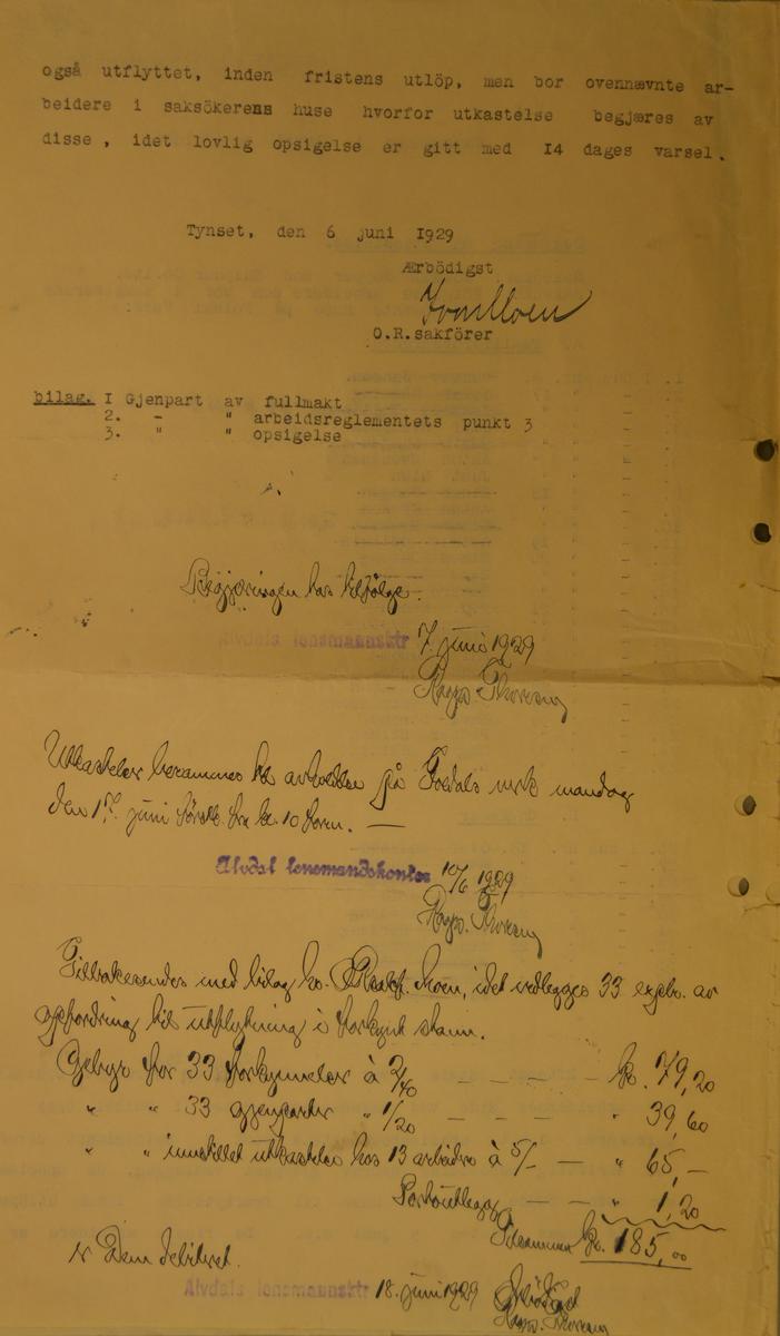 gammelt dokument folldal verk