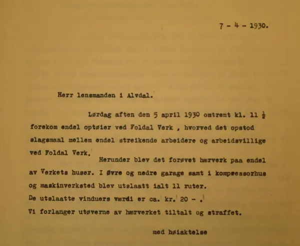 gammelt dokument folldal verk