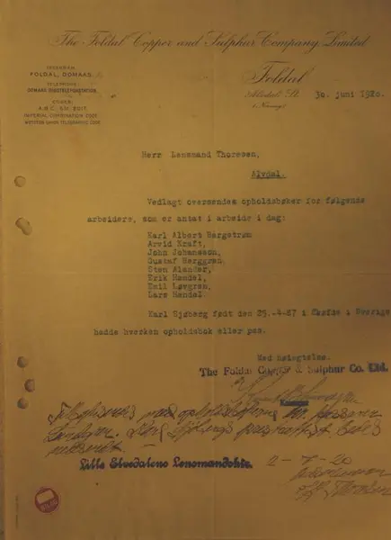 gammelt dokument folldal verk