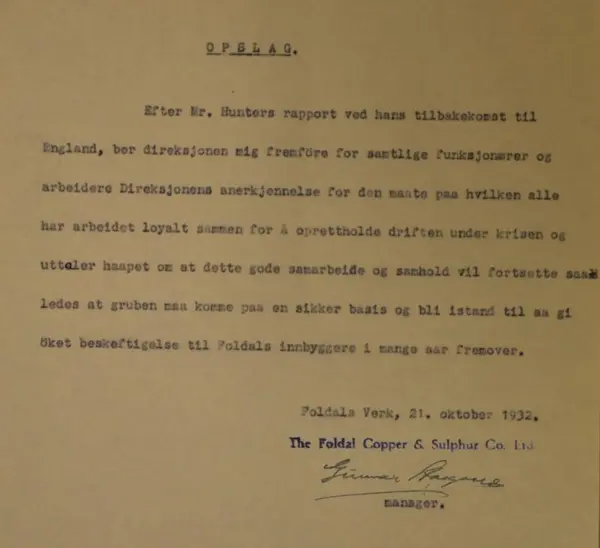 gammelt dokument folldal verk