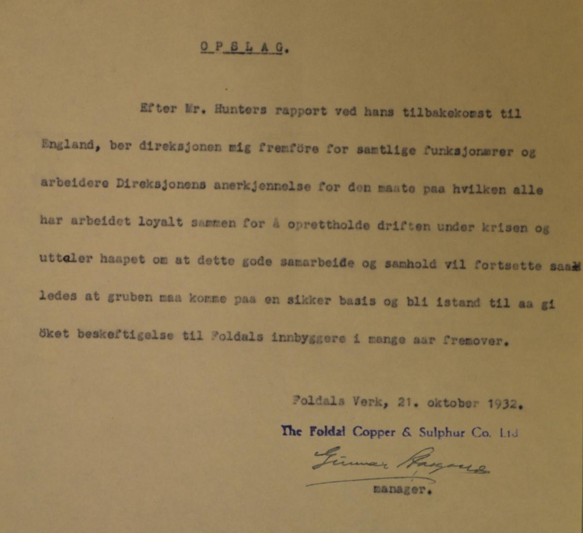 gammelt dokument folldal verk