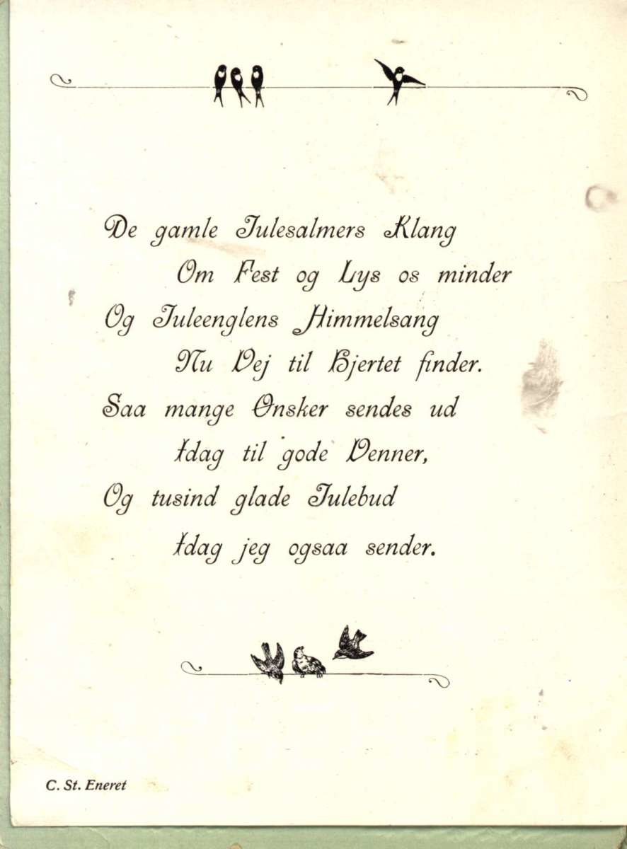 Julekort. Julehilsen. Blomstermotiv.  