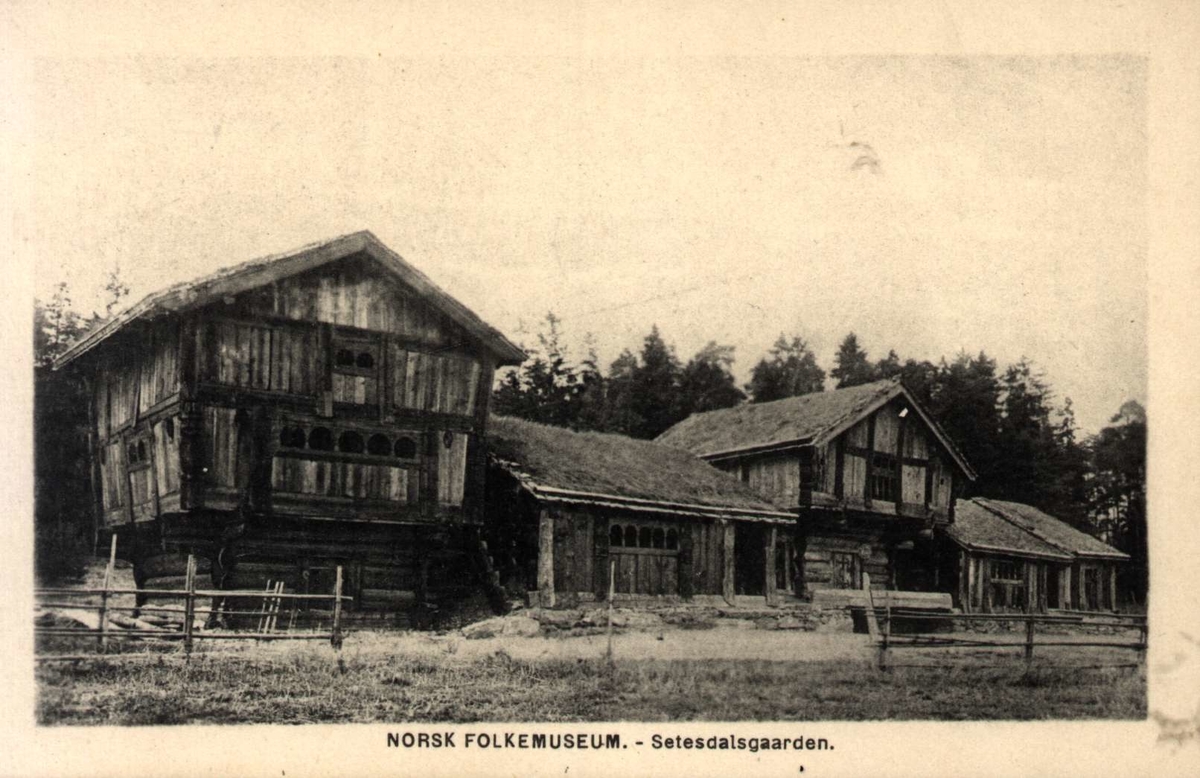 Postkort, Setesdalsgårdene,  Setesdaltunet, NF.