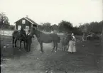 Ett äldre par utanför sin gård i Alstorp 1920.