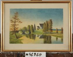 Hamneda kyrka [Akvarellmålning]