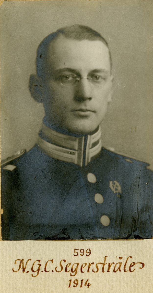Porträtt av Nils Georg Casper Segerstråle, underlöjtnant vid Göta livgarde I 2.