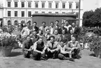 Belgiska fotbollslaget vid Taxistation på Centralplan. Juli 1949