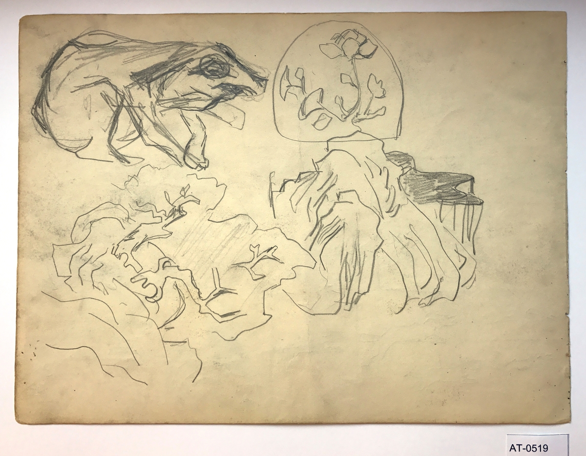 23 stiliserte studier av dyr, folk og planter [Tegning]