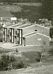 Vy över Malmfältens folkhögskolas internat i Kiruna.