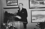 Överintendent Axel Gauffin från Nationalmuseum, håller tal vid invigningen av Gävle Museum 29 september 1940.