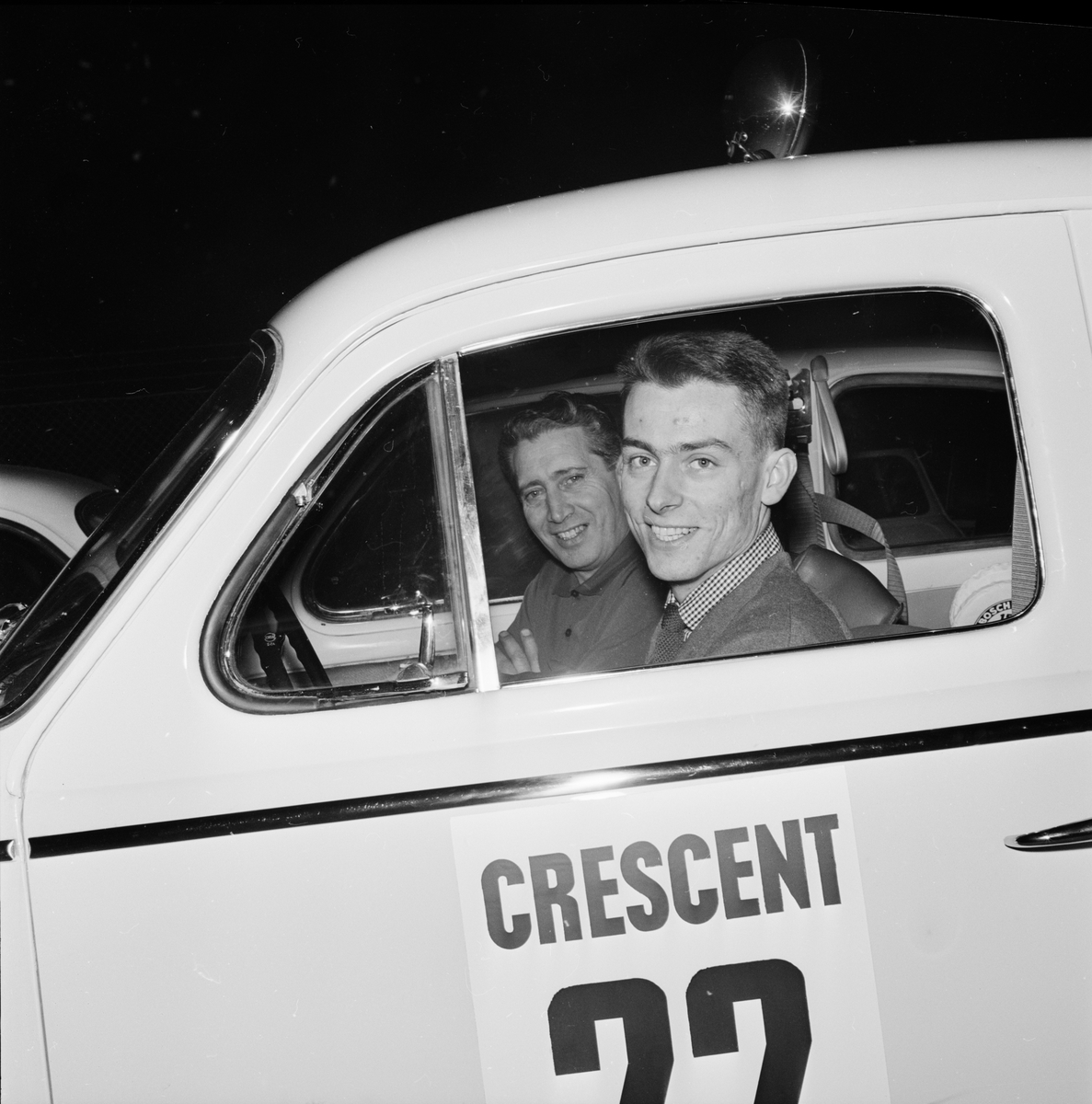 Roslagsvalsen - förare Tom Trana och kartläsare Mario Povino, Uppland januari 1964