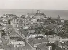 Bild på Kvarnholmen. Kalmar domkyrka och Ångkvarnen syns i bild.