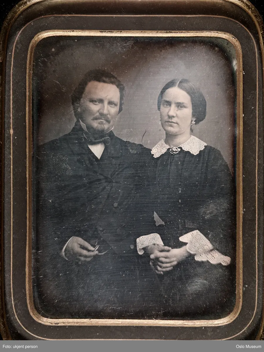 daguerreotypi, dobbeltportrett, mann, kvinne, ektepar, skuespillere, sittende halvfigur