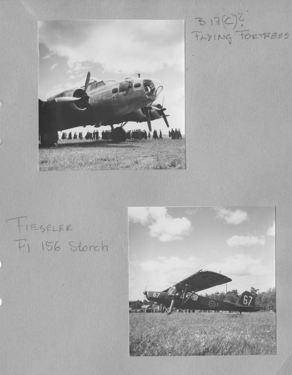Fotoalbum från värnplikt på F 6 Västgöta flygflottilj under 1940-talet.

14 stycken albumsidor med 36 svartvita fotografier med motiv av flygplan, personal, värnpliktiga, umgänge på logemente och muckarkam.