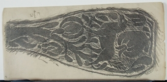 Dekorativa mönster (kalkering från museets stenbord)