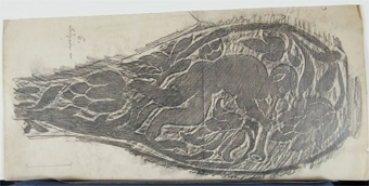 Dekorativa mönster (kalkering från museets stenbord)