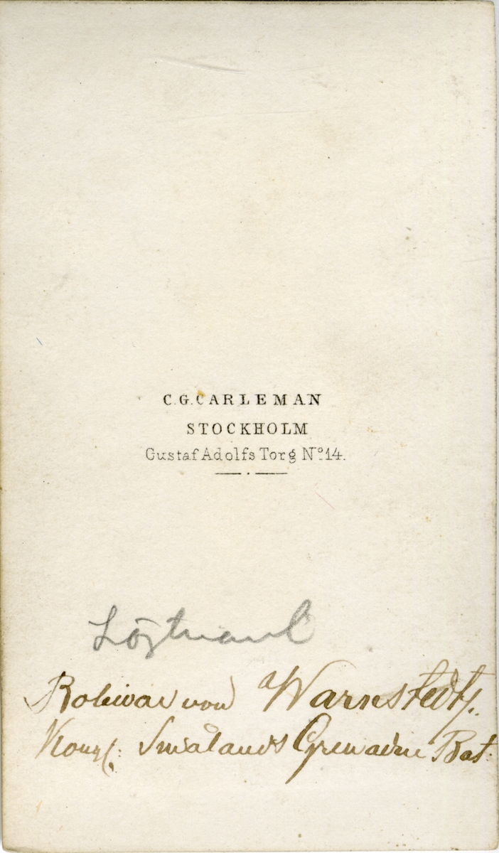 Porträtt av Carl Emil Melcher Bolivar von Warnstedt, löjtnant vid Smålands grenadjärbataljon I 7.