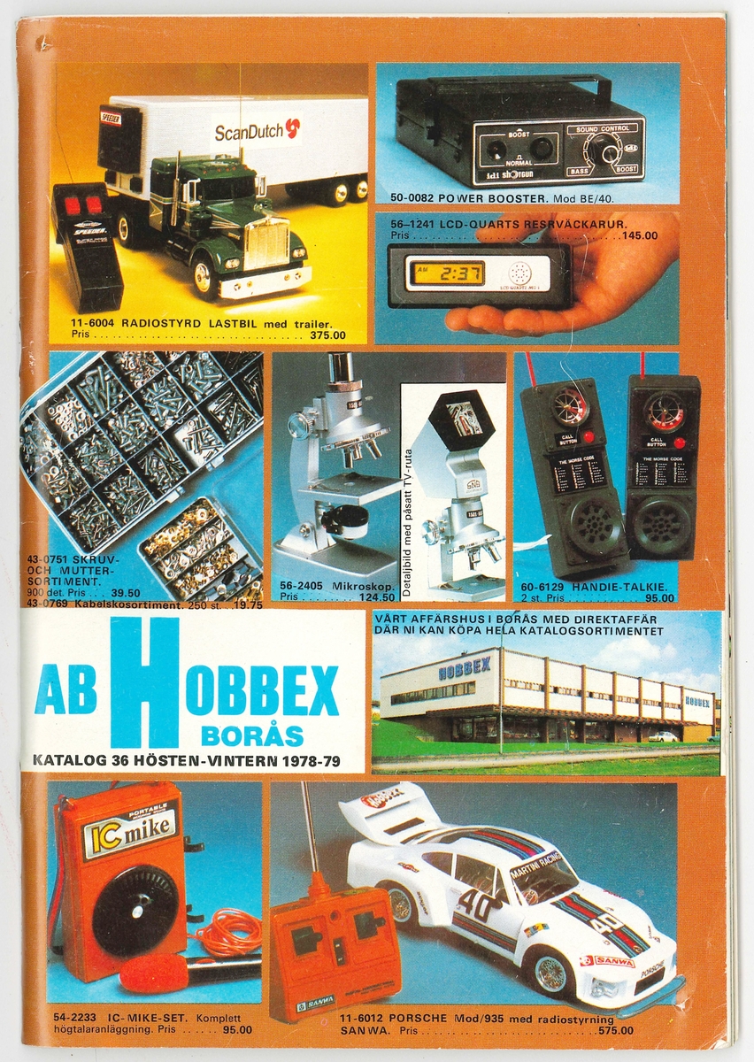 Katalog 36 Hösten vintern 1978-79.

Orderkatalog från Ab Hobbex Borås.

Tillhörde rekvisitan vid Bankrånet i Åsens bruk 29/12 1978.