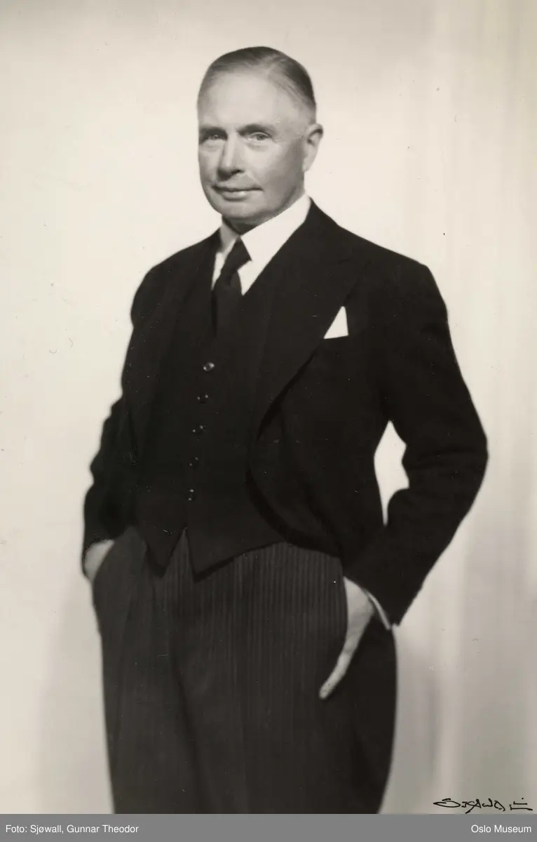 portrett, mann, godseier, stående knefigur
