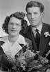 Brudparet Hans Stjernstedt, Södra Kopparslagaregatan 27, Gävle. 17 februari 1945.