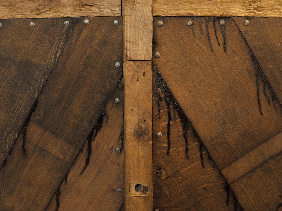 Detalj av trebåten Vaaghals, planker og nagler.