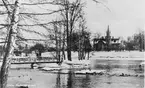 Utsikt från stadsträdgården mot Rettigska barnhemmet.