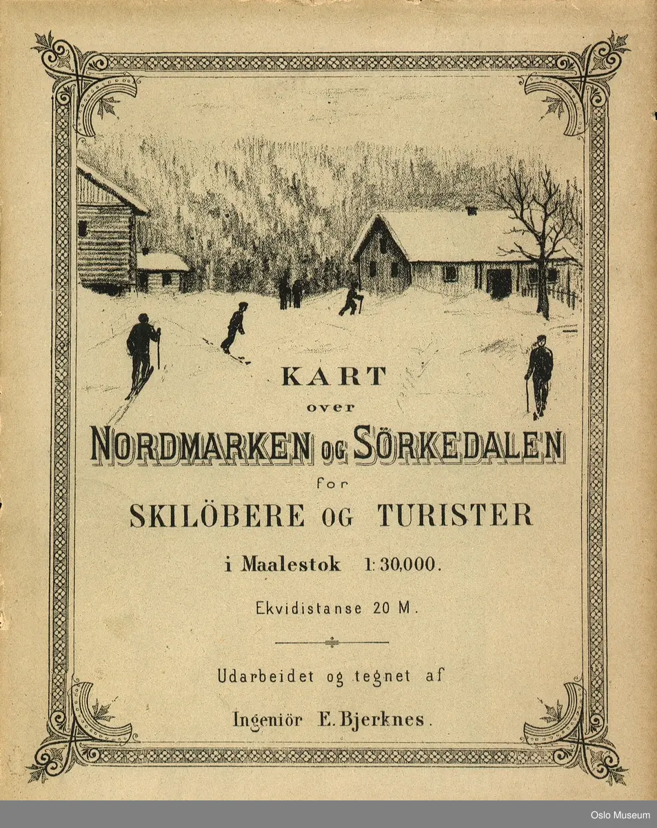 Kart over Nordmarken og Sørkedalen for skiløbere og turister [skikart]