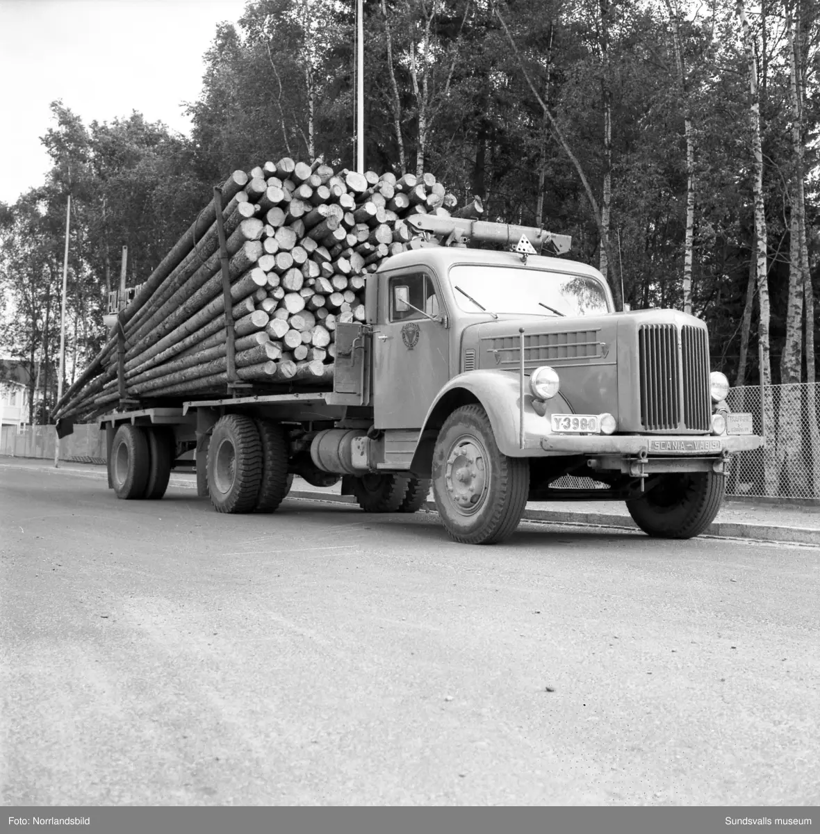 Olika bilar fotograferade för Bil & Buss. Folkvagnsbuss, Bubbla, Scania Vabis lastbil och timmerbil.