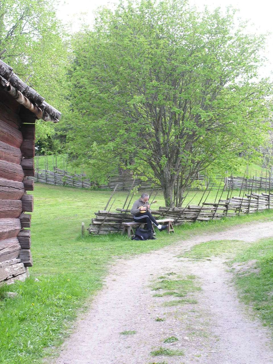 Spelman vid spelmansstämma på friluftsmuséet Disagården, Gamla Uppsala, 13 maj 2007