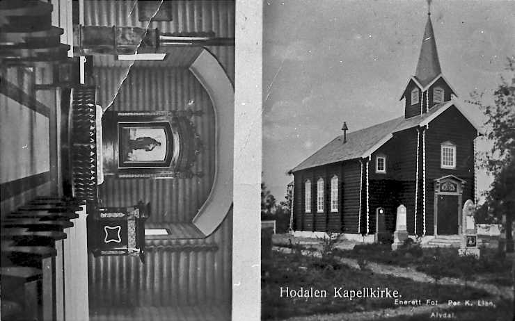 Postkort, Hodalen Kapellkirke. 