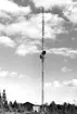 FM-TV-stationen på Billingen, Skövde, mitten av 1950-talet. Hörde från början till ansvarsområdet för Karlsborgs radiostation.Stationshuset och 76-m-masten med antennparabolerna som mottar och vidaresänder TV-bilder över radiolänken.