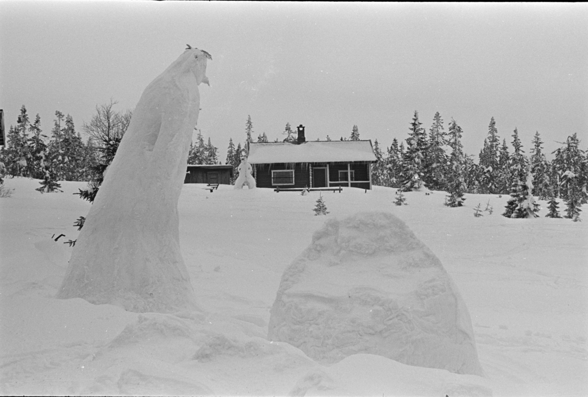 Snømann, Budor, Løten, hytte, vinter,påske.