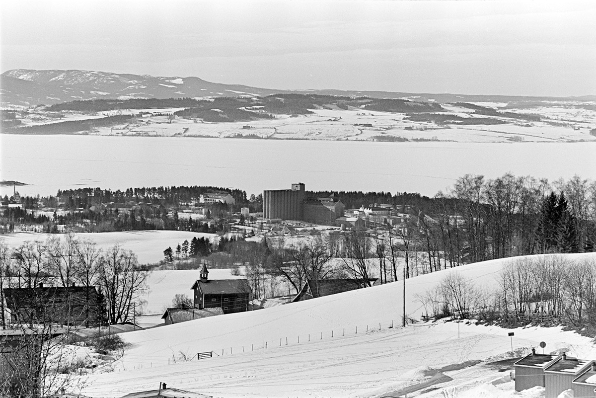 Hedmarkstoppen, utsikt mot Hol,Storhamar,Mjøsa,Helgøya,