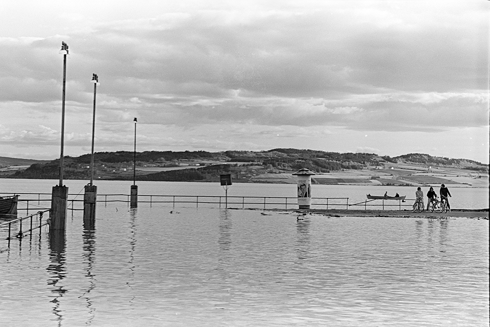 Flom i Mjøsa, 1967, Hamar brygge, oversvømmelse,