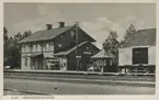 Alby järnvägsstation. Vykort.