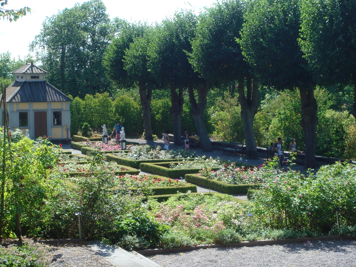 Rosenträdgården sed från Sagaliden. Swedenborgs lusthus och Järnhandlargården syns i bakgrunden.