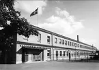 Karlsborg. Exteriör ammunitionsfabriken (Vanäsverken), entrén till vänster, år 1960.