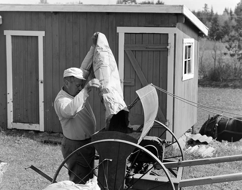 Våronn, Nordvold gard, Gnr.43, bnr.5, Løten. Gardbruker Paul Nordvold. Hest, hesteredskap, såmaskin,