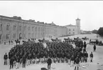 Göta trängbataljon, med hästanspänd tross på paradplatsen vid östra delen av slutvärnet omkr 1900.