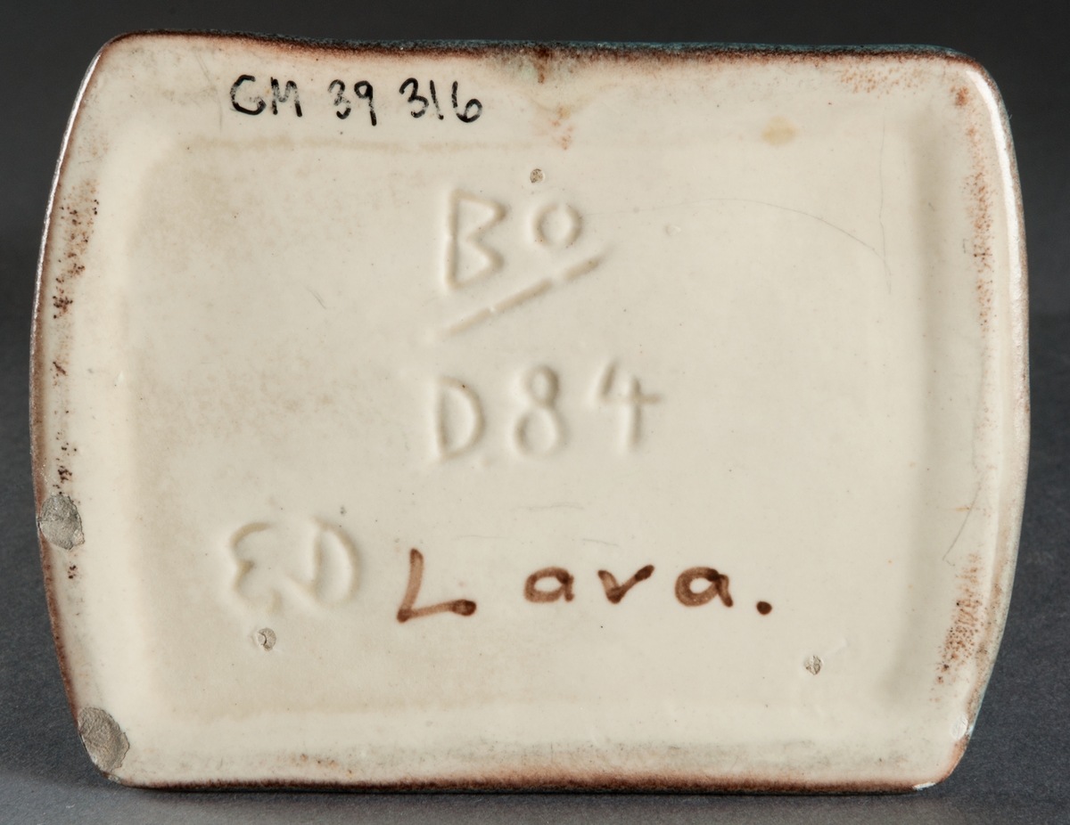 Vas, Bo Fajans, design Ewald Dahlskog. Blågrön och svart glasyr.