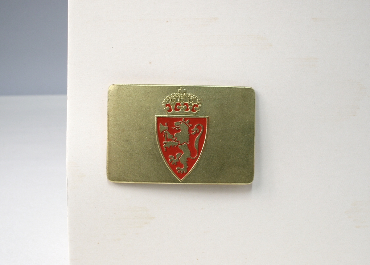 På baksiden fire stifter til å festes med. Riksvåpenet er en mellomting av riksvåpnene av 1905 og 1906, lik riksvåpenet på de andre typen polititegn modell 1944